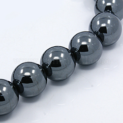 Electroplate non magnetici ematite sintetico fili di perline, tondo, nero placcato, 16mm, Foro: 1 mm, circa 26pcs/filo, 16.1 pollice