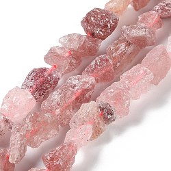 Brins de perles de quartz synthétiques brutes et brutes à la fraise, pépites, 4~11x4.5~14.5x4.5~14.5mm, Trou: 0.8mm, Environ 41~43 pcs/chapelet, 15.35~15.94'' (39~40.5 cm)