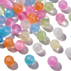 50 brin de perles teintées en sélénite naturelle., imitation d'oeil de chat, Grade a, ronde, colorées, 6.5mm, Trou: 0.7mm