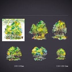 Set di adesivi impermeabili adesivi per animali domestici 10D da 5 pz 3 stili, albero, per album di foto fai da te diario scrapbook decorativo, giallo verde, 100x100mm, 2pcs / style