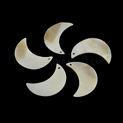 Luna pendenti shell d'acqua dolce, 39~40x25~27x1.5~2mm, Foro: 1.5~2 mm