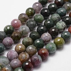Chapelets de perles en agate indienne naturelle, facette, ronde, 12mm, Trou: 1mm, Environ 31 pcs/chapelet, 14.9 pouce ~ 15.1 pouces