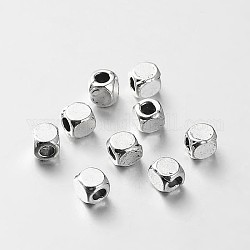 Stile tibetano in lega di cubo distanziatore perline, argento antico, 4x4x4mm, Foro: 2 mm