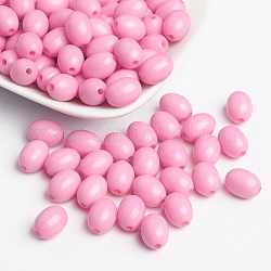 Opake Legierung Perlen, Oval, rosa, 12x9 mm, Bohrung: 2 mm, ca. 820 Stk. / 500 g