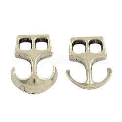 Tibetan Style Alloy Hook Clasps, For Leather Cord Bracelets Making, Anchor, Cadmium Free & Lead Free, Antique Silver, 23x16x4mm, Hole: 5x4mm, about 380pcs/1000g