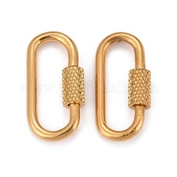 304 Edelstahl-Karabiner-Schlossanhänger, für die Herstellung von Halsketten, Oval, golden, 22x11x4 mm, Schraube: 7x4 mm