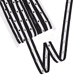 Nastri piatti in nylon a righe con occhielli placcati color argento, per accessori di abbigliamento, nero, bianco, 3/4 pollice (19 mm)