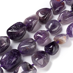 Natural Amethyst Beads Strands, Tumbled Stone, Graduated Beads Strands, Tumbled Stone, Nuggets, 13~34x9.5~21.5x8~20mm, Hole: 1.5mm, about 18pcs/strand, 15.75 inch(40cm)