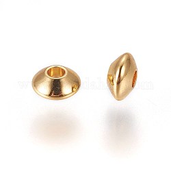 304 Edelstahl-Abstandhalter-Perlen, Rondell, echtes 24k vergoldet, 6x3 mm, Bohrung: 1.8 mm