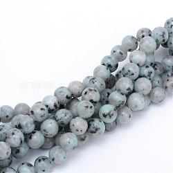Natürliche Sesam Jaspis / Kiwi Jaspis Perlenstränge, Runde, 8~9 mm, Bohrung: 1 mm, ca. 46 Stk. / Strang, 14.7~15.1 Zoll