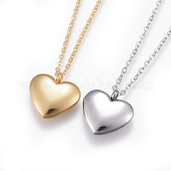304 Stainless Steel Pendant Necklaces, with Cable Chains, Heart, Mixed Color, 17.7 inch(45cm), Pendant: 15x15.5x4mm