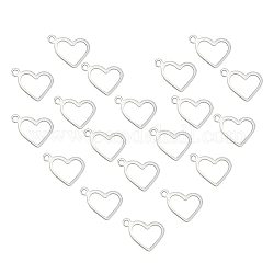 Unicraftale 304 Stainless Steel Open Pendants, Heart, Stainless Steel Color, 10x14x0.8mm, Hole: 1.4mm, 200pcs/box