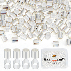 Perles d'espacement en laiton Beebeecraft, tube / colonne, 925 argent sterling plaqué, 2.5x2.5mm, Trou: 2mm, 400 pcs