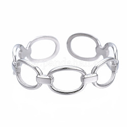 304 овальное открытое манжетное кольцо из нержавеющей стали, массивное полое кольцо для женщин, цвет нержавеющей стали, размер США 8 1/4 (18.3 мм)