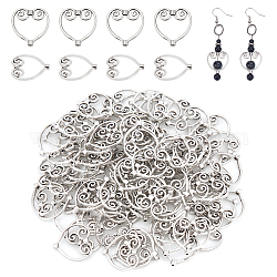 Nbeads 100 pz cornici di perline in lega di stile tibetano, cuore, argento antico, 20x20x3mm, Foro: 1 mm