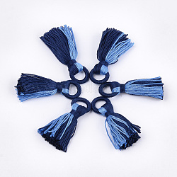 Decorazioni in ciondolo con nappa in polycotton (cotone poliestere), Two Tone, Blue Marine, 65~68x22x10~15mm, Foro: 14.5x10 mm