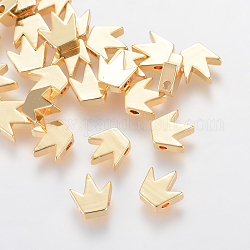 Brass Beads for Jewelry Craft Making, Nickel Free, Real 18K Gold Plated, Crown, 8x8x3mm, Hole: 1.5mm