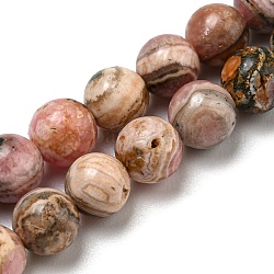 Chapelets de perles en rhodonite naturelle, ronde, 6mm, Trou: 0.8mm, Environ 58 pcs/chapelet, 15.20'' (38.6 cm)