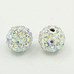 Perline strass polimero argilla, grado a, pavimenta sfera rotonda della discoteca perline, cristallo ab, 10mm, Foro: 1.5 mm