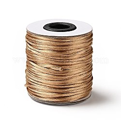 Corde de satin de rotail de nylon, chaîne de perles, pour le nouage chinois, fabrication de bijoux, verge d'or pale, 2mm, environ 50yards/rouleau (150pied/rouleau)