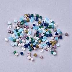 Perles en verre, mixedstyle, facette, cube, couleur mixte, 2x2x2mm, Trou: 0.5mm