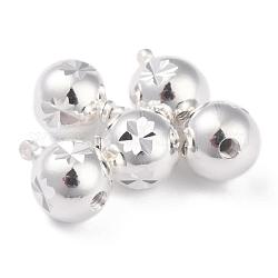 Messing Perlen, langlebig plattiert, Runde, 925 Sterling versilbert, 12.5x9.5~10 mm, Bohrung: 1.4 mm