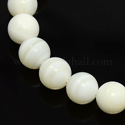 Natural Freshwater Shell Round Bead Strands, White, 7mm, Hole: 1mm, about 56pcs/strand, 16inch/strand