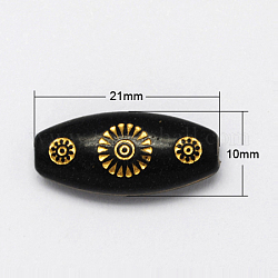 Plating Acrylic Beads, Oval, Black, 21x10x6mm, Hole: 1mm, about 700pcs/500g