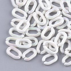 Anneaux de liaison en perles d'imitation acrylique, connecteurs à liaison rapide, pour la fabrication de chaînes de bijoux, couleur ab , ovale, couleur de coquillage, 14.5x9.5x3mm