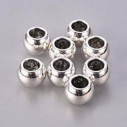 Großloch perlen, Metall Großlochperlen, Bleifrei und cadmium frei, Runde, Antik Silber Farbe, ca. 8.5 mm lang, 11.5 mm breit, Bohrung: 6.5 mm