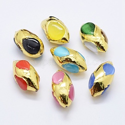 Краевые золотые позолоченные шарики для глаз, оливковый, разноцветные, 31.5~36x16~19 мм, отверстие : 1 мм