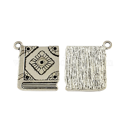 Supports zinc pendentif en strass alliage de style tibétain, livre, sans plomb et sans cadmium, argent antique, 26x21.7x2mm, Trou: 2.5mm, convient pour strass de 1 mm, environ 138 pcs/500 g