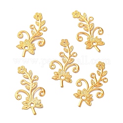 Iron Filigree Joiners, Etched Metal Embellishments, Flower, Golden, 40x22x1mm, Hole: 1.6mm & 2.4mm
