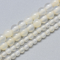 Natürliche weiße Chalcedon Perlenstränge, Runde, 2 mm, Bohrung: 0.5 mm, ca. 196 Stk. / Strang, 16.3 Zoll