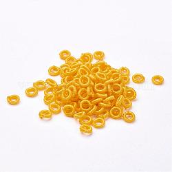 Polyester Weave Beads, Ring, Gold, 6x2mm, Hole: 3mm, about 200pcs/bag