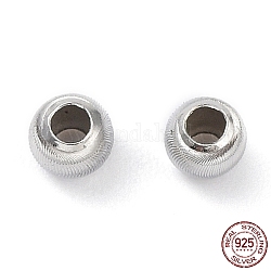925 perline in argento sterling placcato rodio, texture, rondelle, platino, 4x3mm, Foro: 1.6 mm