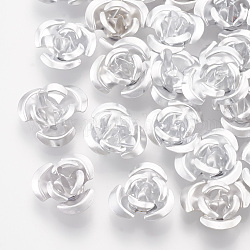 Bolas de aluminio, 3-pétalo de flor, whitesmoke, 8.5~9x4.5mm, agujero: 1 mm, aproximamente 950 unidades / bolsa