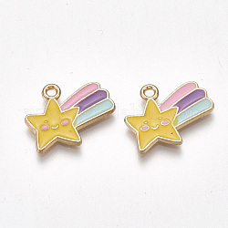 Alloy Charms, with Enamel, Cadmium Free & Lead Free, Meteor, Light Gold, Colorful, 14x17x1.5mm, Hole: 2mm