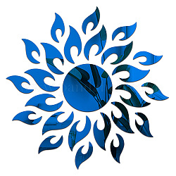 Stickers muraux miroirs acryliques tournesol, avec du ruban adhésif, décoration de la maison stickers muraux, décor de miroir acrylique, bleu, 205~520x225~520x150x0.2~1mm