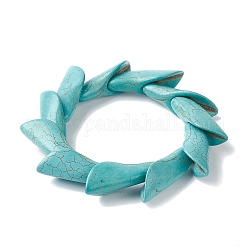 Bracelets extensibles en perles de feuilles de turquoise synthétiques teintes, bracelet de tuiles, turquoise moyen, diamètre intérieur: 2-1/8 pouce (5.45 cm)