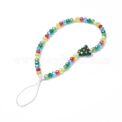 Sangles mobiles en perles de verre de noël, avec des perles au chalumeau, décoration d'accessoires mobiles anti-perte de fil de nylon, arbre de Noël, colorées, 18.9 cm