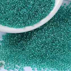 MIYUKI Round Rocailles Beads, Japanese Seed Beads, (RR3742) Fancy Lined Teal Green, 15/0, 1.5mm, Hole: 0.7mm, about 5555pcs/bottle, 10g/bottle