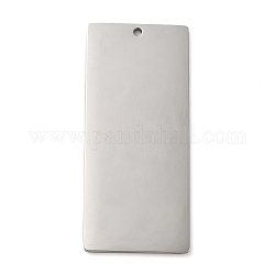 304 Stainless Steel Pendants, Stamping Blank Tag, Rectangle Charm, Stainless Steel Color, 50x22x1.5mm, Hole: 1.6mm