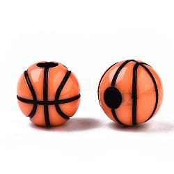 Acrilico perline stile artigianale, perline sportive, pallacanestro, corallo, 11.5~12x10.5mm, Foro: 3.5~4 mm