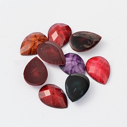 Resin Cabochons, Faceted, teardrop, Mixed Color, Size: about 25mm long, 18mm wide, 6mm thick