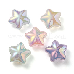 Placage uv arc-en-ciel irisé imitation gelée perles acryliques, étoiles du nord, couleur mixte, 19x20x9mm, Trou: 2mm