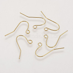Jewelry Findings, Iron Earring Hooks, Ear Wire, with Horizontal Loop, Nickel Free, Golden, 12x17mm