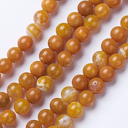 Natürliche Achat Perlen Stränge, gefärbt und erhitzt, Klasse A, Runde, dunkelgolden, 8~8.5 mm, Bohrung: 1.2 mm, ca. 48 Stk. / Strang, 15.1 Zoll (38.5 cm)