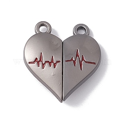 Magnetverschlüsse aus Liebesherzlegierung, EKG-Muster-Verschlüsse für Paarschmuck, Armbänder, Anhänger, Halsketten, Grau, 25x22x6 mm, Bohrung: 2.2 mm