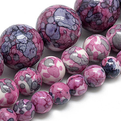 Synthetic Ocean White Jade Beads Strands, Dyed, Round, Hot Pink, 10~11mm, Hole: 1.5mm, about 38pcs/strand, 16.3 inch